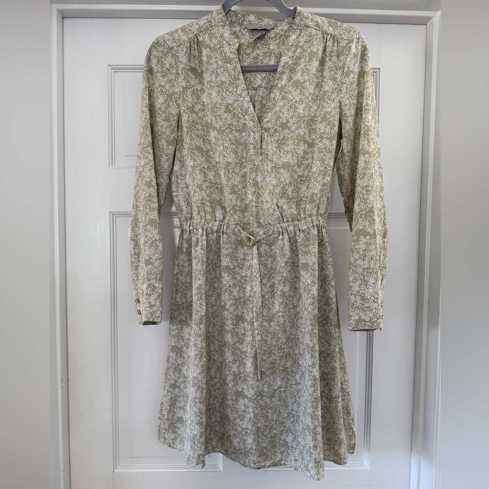 Sage Floral Tie Waist Dress